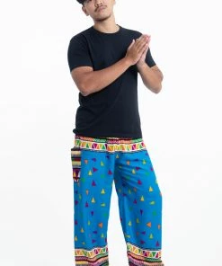 HaremPants.com Triangles Men's Harem Pants In Ocean Blue
