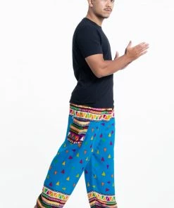 HaremPants.com Triangles Men's Harem Pants In Ocean Blue