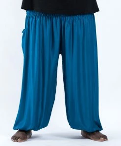 HaremPants.com Plus Size Solid Color Men's Harem Pants In Aqua Blue