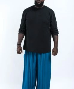 HaremPants.com Plus Size Solid Color Men's Harem Pants In Aqua Blue