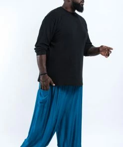 HaremPants.com Plus Size Solid Color Men's Harem Pants In Aqua Blue