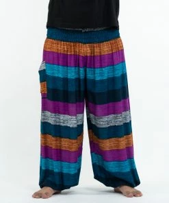 HaremPants.com Plus Size Boho Blue Striped Men's Harem Pants