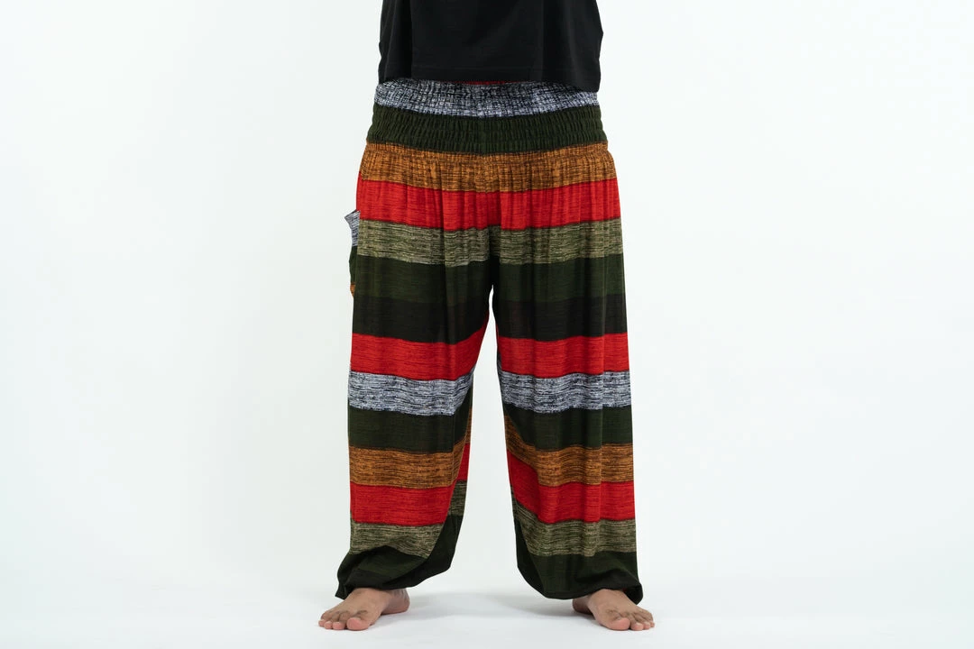 HaremPants.com Plus Size Boho Green Striped Men's Harem Pants 4 HaremPants.com Plus Size Boho Green Striped Men's Harem Pants