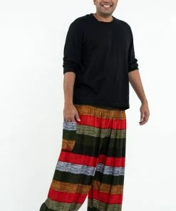 HaremPants.com Plus Size Boho Green Striped Men's Harem Pants 7 HaremPants.com Plus Size Boho Green Striped Men's Harem Pants