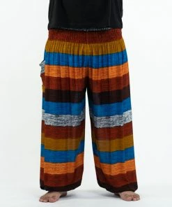 HaremPants.com Plus Size Boho Rust Striped Men's Harem Pants