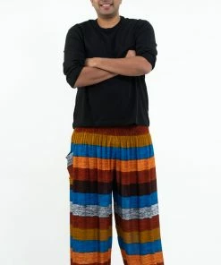 HaremPants.com Plus Size Boho Rust Striped Men's Harem Pants