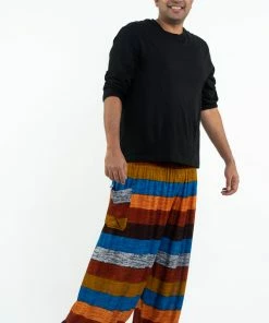 HaremPants.com Plus Size Boho Rust Striped Men's Harem Pants 7 HaremPants.com Plus Size Boho Rust Striped Men's Harem Pants