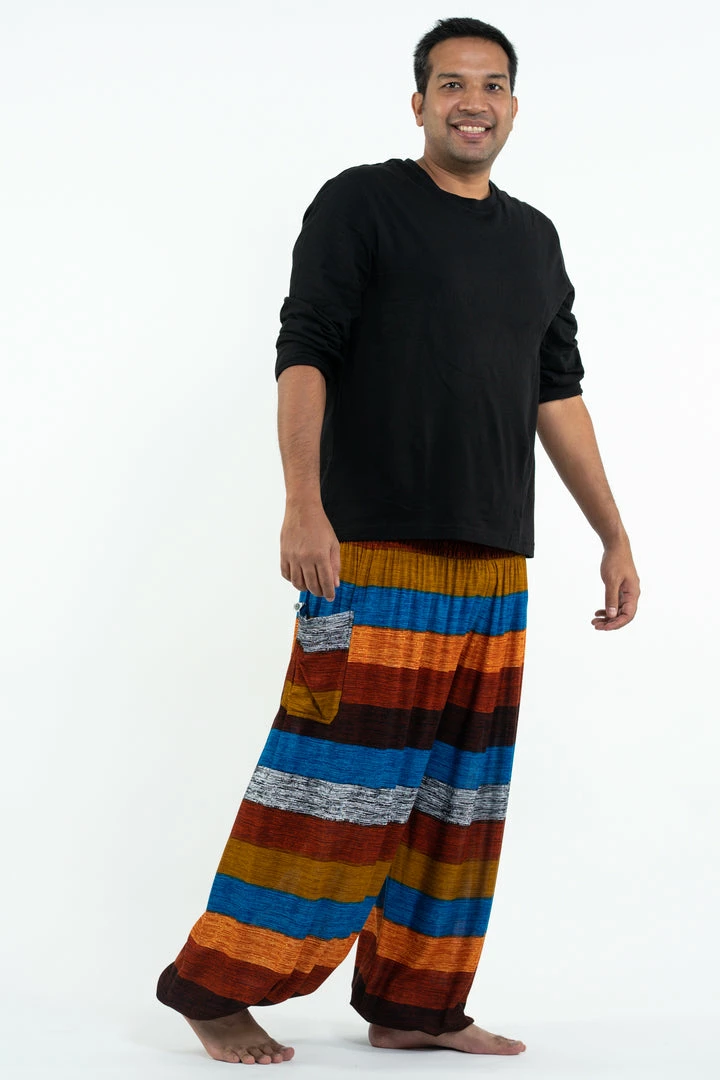 HaremPants.com Plus Size Boho Rust Striped Men's Harem Pants 5 HaremPants.com Plus Size Boho Rust Striped Men's Harem Pants