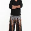HaremPants.com Plus Size Peacock Feathers Men's Harem Pants In Black