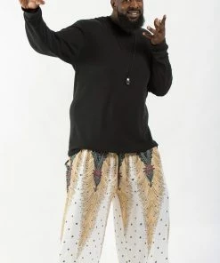 HaremPants.com Plus Size Peacock Feathers Men's Harem Pants In White