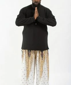 HaremPants.com Plus Size Peacock Feathers Men's Harem Pants In White