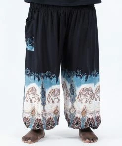 HaremPants.com Plus Size Solid Top Elephant Men's Elephant Pants In Black