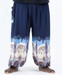 HaremPants.com Plus Size Solid Top Elephant Men's Elephant Pants In Blue