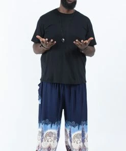 HaremPants.com Plus Size Solid Top Elephant Men's Elephant Pants In Blue
