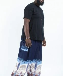 HaremPants.com Plus Size Solid Top Elephant Men's Elephant Pants In Blue