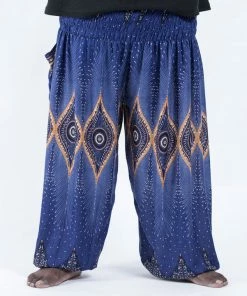 HaremPants.com Plus Size Diamond Peacock Men's Harem Pants In Blue