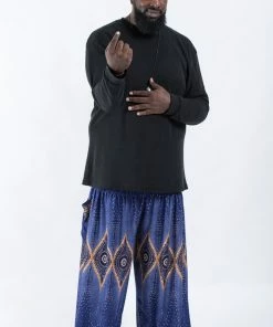 HaremPants.com Plus Size Diamond Peacock Men's Harem Pants In Blue