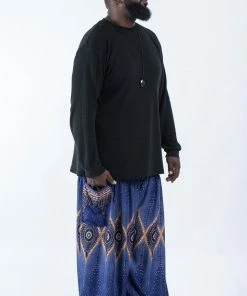 HaremPants.com Plus Size Diamond Peacock Men's Harem Pants In Blue