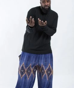 HaremPants.com Plus Size Diamond Peacock Men's Harem Pants In Blue