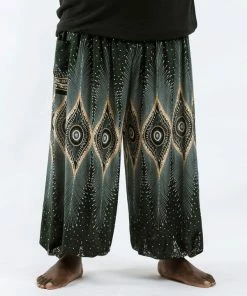 HaremPants.com Plus Size Diamond Peacock Men's Harem Pants In Green