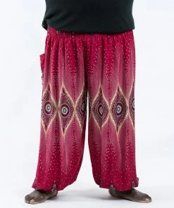 HaremPants.com Plus Size Diamond Peacock Men's Harem Pants In Red