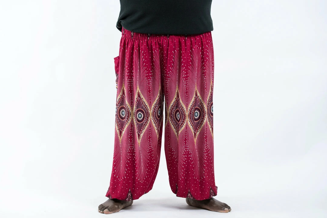 HaremPants.com Plus Size Diamond Peacock Men's Harem Pants In Red 4 HaremPants.com Plus Size Diamond Peacock Men's Harem Pants In Red