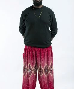 HaremPants.com Plus Size Diamond Peacock Men's Harem Pants In Red