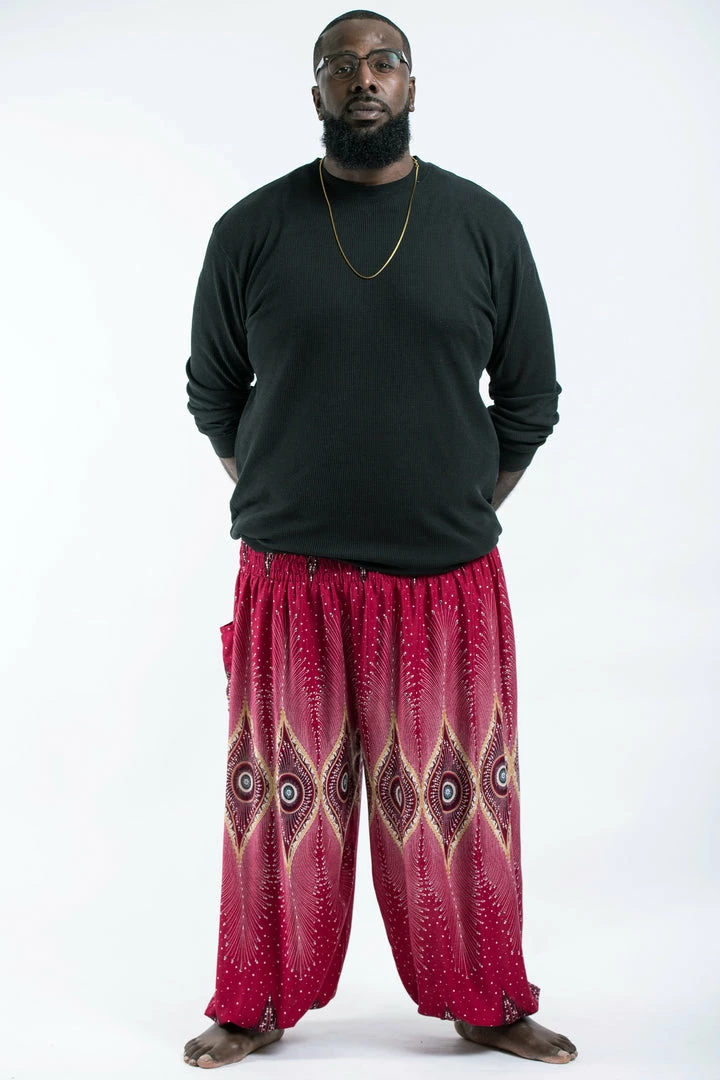HaremPants.com Plus Size Diamond Peacock Men's Harem Pants In Red 3 HaremPants.com Plus Size Diamond Peacock Men's Harem Pants In Red
