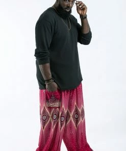 HaremPants.com Plus Size Diamond Peacock Men's Harem Pants In Red 7 HaremPants.com Plus Size Diamond Peacock Men's Harem Pants In Red