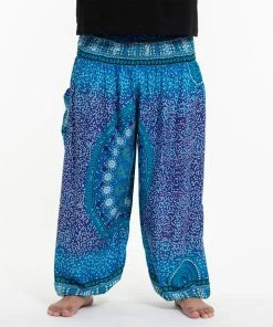 HaremPants.com Plus Size Tribal Chakras Men's Harem Pants In Blue