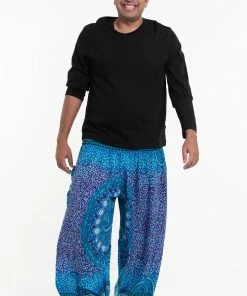 HaremPants.com Plus Size Tribal Chakras Men's Harem Pants In Blue