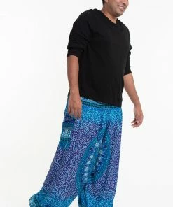 HaremPants.com Plus Size Tribal Chakras Men's Harem Pants In Blue