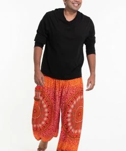 HaremPants.com Plus Size Tribal Chakras Men's Harem Pants In Orange