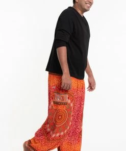 HaremPants.com Plus Size Tribal Chakras Men's Harem Pants In Orange