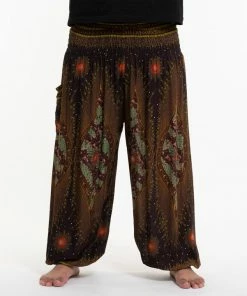 HaremPants.com Plus Size Peacock Eye Men's Harem Pants In Brown