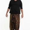 HaremPants.com Plus Size Peacock Eyes Drop Crotch Men's Harem Pants In Brown