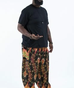 HaremPants.com Plus Size Peacock Paisley Men's Harem Pants In Black