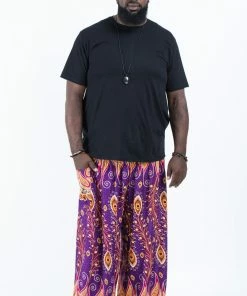 HaremPants.com Plus Size Peacock Paisley Men's Harem Pants In Purple