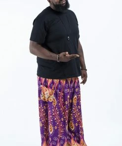 HaremPants.com Plus Size Peacock Paisley Men's Harem Pants In Purple