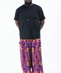 HaremPants.com Plus Size Peacock Paisley Men's Harem Pants In Purple