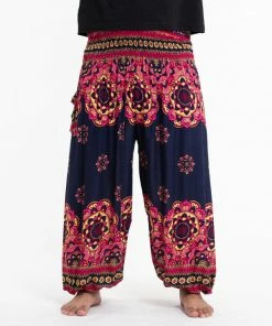 HaremPants.com Plus Size Lotus Mandalas Men's Harem Pants In Navy 6 HaremPants.com Plus Size Lotus Mandalas Men's Harem Pants In Navy