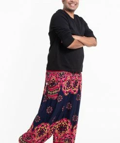 HaremPants.com Plus Size Lotus Mandalas Men's Harem Pants In Navy 7 HaremPants.com Plus Size Lotus Mandalas Men's Harem Pants In Navy