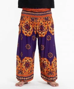 HaremPants.com Plus Size Lotus Mandalas Men's Harem Pants In Purple
