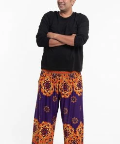 HaremPants.com Plus Size Lotus Mandalas Men's Harem Pants In Purple