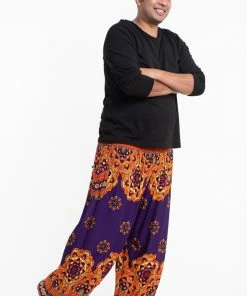 HaremPants.com Plus Size Lotus Mandalas Men's Harem Pants In Purple