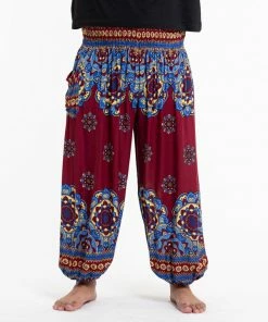 HaremPants.com Plus Size Lotus Mandalas Men's Harem Pants In Red