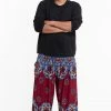 HaremPants.com Plus Size Lotus Mandalas Men's Harem Pants In Red