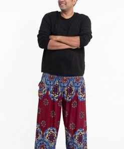 HaremPants.com Plus Size Lotus Mandalas Men's Harem Pants In Red