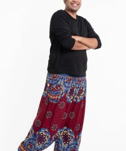 HaremPants.com Plus Size Lotus Mandalas Men's Harem Pants In Red