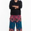 HaremPants.com Plus Size Lotus Mandalas Men's Harem Pants In Turquoise